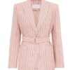 Alchemy Linen Belted Blazer Pink Chocolate Stripe Online Alchemy Linen Belted Blazer Pink Chocolate Stripe Online