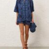 Aster Embroidered Denim Short Railway Blue Online Aster Embroidered Denim Short Railway Blue Online