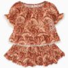 Aster Kids Frill Sleeve Top Pink Paisley Floral Online Aster Kids Frill Sleeve Top Pink Paisley Floral Online