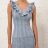 Aster Metallic Frill Top Metallic Blue Online Aster Metallic Frill Top Metallic Blue Online