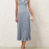 Aster Metallic Frill Top Metallic Blue Online Aster Metallic Frill Top Metallic Blue Online
