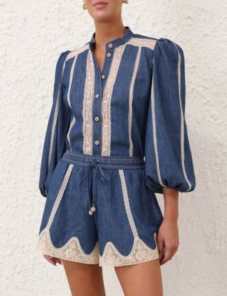 Awaken Denim Shirt Railway Blue Online