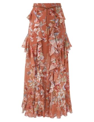 Awaken Ruffle Skirt Cinnamon Floral Online Awaken Ruffle Skirt Cinnamon Floral Online