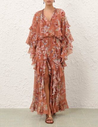 Awaken Ruffle Skirt Cinnamon Floral Online Awaken Ruffle Skirt Cinnamon Floral Online