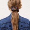 Beaded Printed Silk Scrunchie Navy Jacobean Online Beaded Printed Silk Scrunchie Navy Jacobean Online