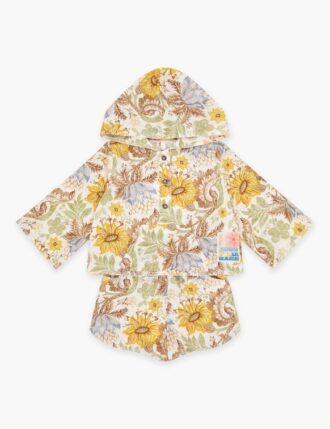 Daylight Kids Hooded Coverup Stamp Floral Cream Online Daylight Kids Hooded Coverup Stamp Floral Cream Online