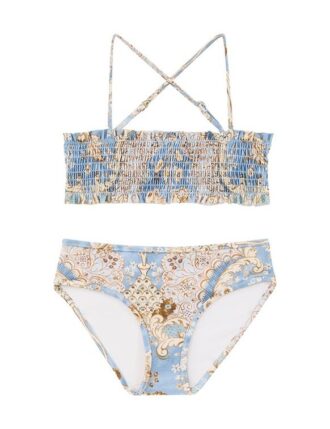 Daylight Kids Shirred Bikini Bandana Floral Denim Online