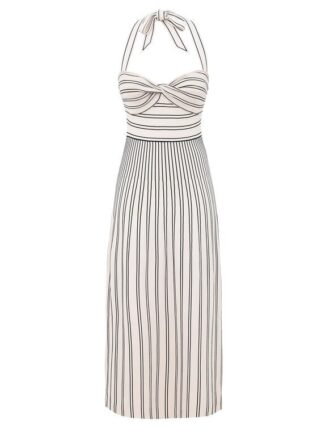 Daylight Twist Midi Dress Cream/Black Online Daylight Twist Midi Dress Cream/Black Online