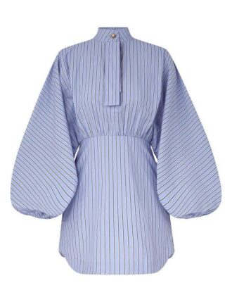 Drawstring Stripe Mini Dress Hydrangea Stripe Online