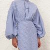 Drawstring Stripe Mini Dress Hydrangea Stripe Online Drawstring Stripe Mini Dress Hydrangea Stripe Online