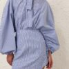 Drawstring Stripe Mini Dress Hydrangea Stripe Online Drawstring Stripe Mini Dress Hydrangea Stripe Online