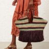 Goldentime Large Fringe Tote Burgundy Stripe Online Goldentime Large Fringe Tote Burgundy Stripe Online