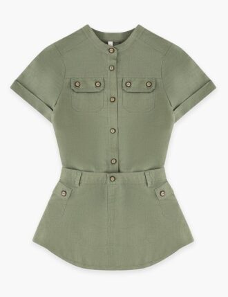 Indra Kids Pocket Skirt Khaki Online