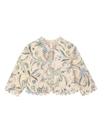 Indra Kids Quilted Jacket Cream Scarf Floral Online
