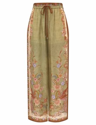 Indra Relaxed Pant Khaki Scarf Floral Online