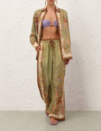Indra Relaxed Pant Khaki Scarf Floral Online
