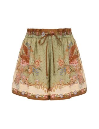 Indra Relaxed Short Khaki Scarf Floral Online
