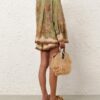Indra Relaxed Short Khaki Scarf Floral Online Indra Relaxed Short Khaki Scarf Floral Online