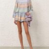Indra Stripe Bell Sleeve Top Blue Multi Online Indra Stripe Bell Sleeve Top Blue Multi Online