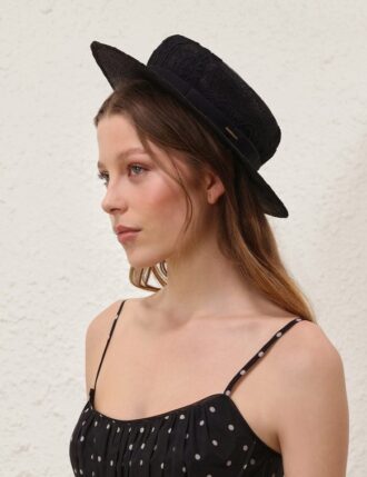 Lace Boater Black Online