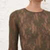 Lace Bodysuit Dark Olive Online Lace Bodysuit Dark Olive Online