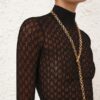 Lace Knit Turtleneck Sweater Black Online Lace Knit Turtleneck Sweater Black Online