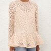 Lace Peplum Blouse Cream Online Lace Peplum Blouse Cream Online