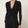 Long Sleeved Bodysuit Black Online Long Sleeved Bodysuit Black Online