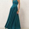 Luna Asymmetric Jersey Dress Teal Online Luna Asymmetric Jersey Dress Teal Online