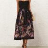 Luna Beaded Picnic Dress Black Multi Floral Online Luna Beaded Picnic Dress Black Multi Floral Online