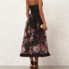 Luna Beaded Picnic Dress Black Multi Floral Online Luna Beaded Picnic Dress Black Multi Floral Online