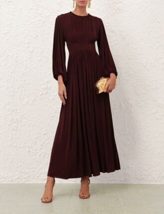 Luna Billow Maxi Dress Mahogany Online