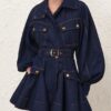Luna Denim Utility Mini Dress Harbour Blue Online Luna Denim Utility Mini Dress Harbour Blue Online