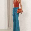 Luna Drill Flare Pant Teal Online Luna Drill Flare Pant Teal Online