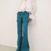 Luna Drill Flare Pant Teal Online Luna Drill Flare Pant Teal Online