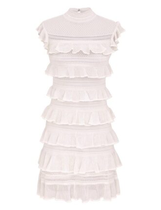 Luna Lace Frill Mini Dress Ivory Online