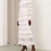 Luna Lace Frill Tie Neck Top Ivory Online