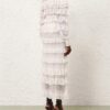 Luna Lace Frill Tie Neck Top Ivory Online