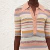 Luna Mouline Polo Midi Dress Multi Stripe Online Luna Mouline Polo Midi Dress Multi Stripe Online