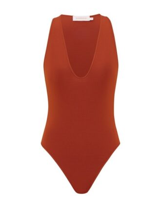 Luna Plunge Bodysuit Rust Online