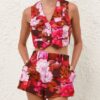 Luna Printed Drill Waistcoat Chocolate Rose Online Luna Printed Drill Waistcoat Chocolate Rose Online