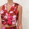 Luna Printed Drill Waistcoat Chocolate Rose Online Luna Printed Drill Waistcoat Chocolate Rose Online