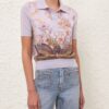 Luna Printed Silk Polo Lilac/Print Online