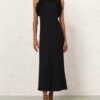 Luna Ruffle Midi Dress Black Online Luna Ruffle Midi Dress Black Online