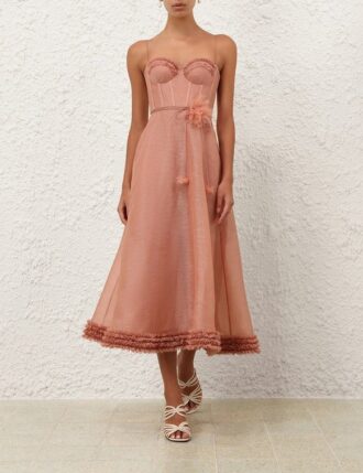 Luna Ruffle Midi Dress Peony Online