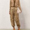 Luna Satin Harem Pant Olive Perla Paisley Online