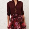 Luna Satin Shirt Wine Online Luna Satin Shirt Wine Online