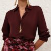 Luna Satin Shirt Wine Online Luna Satin Shirt Wine Online