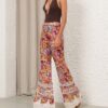 Luna Shirred Flare Pant Multi Floral Online