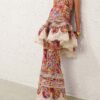 Luna Shirred Flare Pant Multi Floral Online